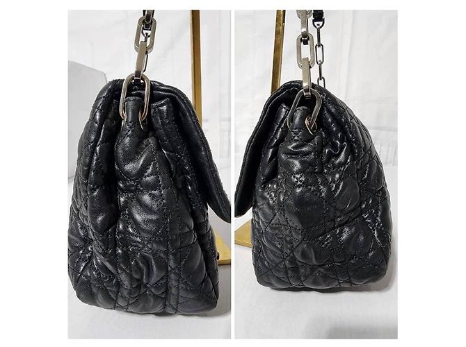 CHRISTIAN DIOR Borsa a Spalla Media New Lock in Pelle di Agnello Cannage Nera Nero - vista 10