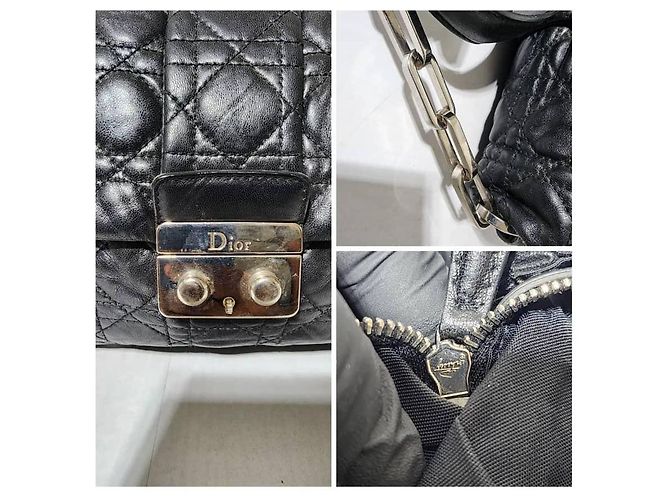 CHRISTIAN DIOR Borsa a Spalla Media New Lock in Pelle di Agnello Cannage Nera Nero - vista 11