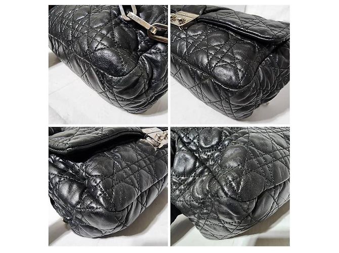 CHRISTIAN DIOR Borsa a Spalla Media New Lock in Pelle di Agnello Cannage Nera Nero - vista 12
