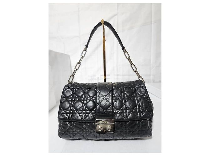 CHRISTIAN DIOR Borsa a Spalla Media New Lock in Pelle di Agnello Cannage Nera Nero - vista 15