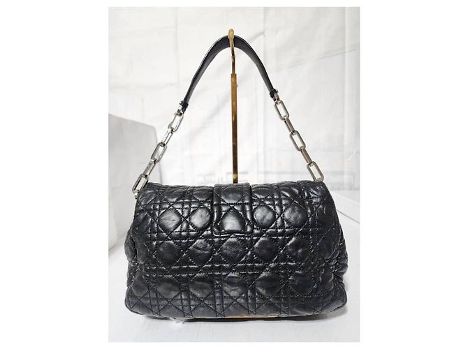 CHRISTIAN DIOR Borsa a Spalla Media New Lock in Pelle di Agnello Cannage Nera Nero - vista 4