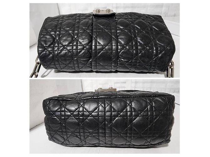 CHRISTIAN DIOR Borsa a Spalla Media New Lock in Pelle di Agnello Cannage Nera Nero - vista 6
