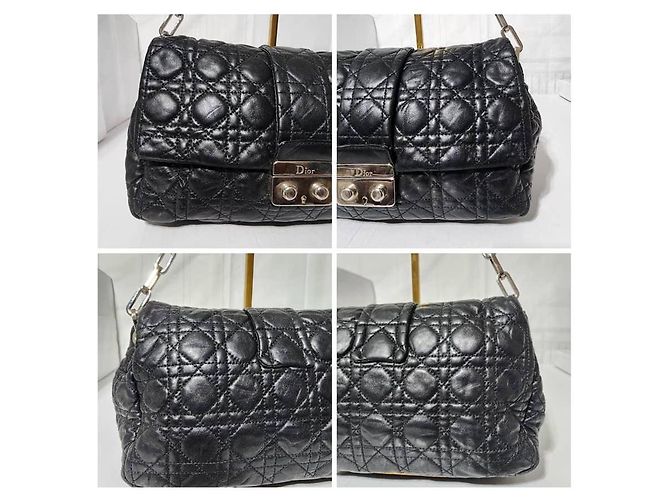 CHRISTIAN DIOR Borsa a Spalla Media New Lock in Pelle di Agnello Cannage Nera Nero - vista 8