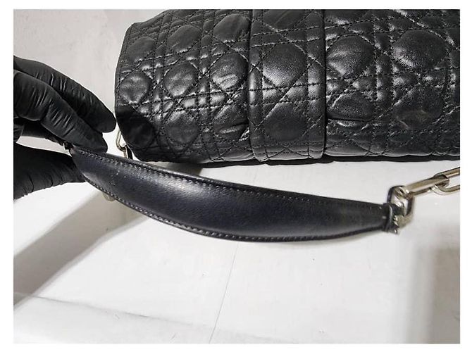 CHRISTIAN DIOR Borsa a Spalla Media New Lock in Pelle di Agnello Cannage Nera Nero - vista 9