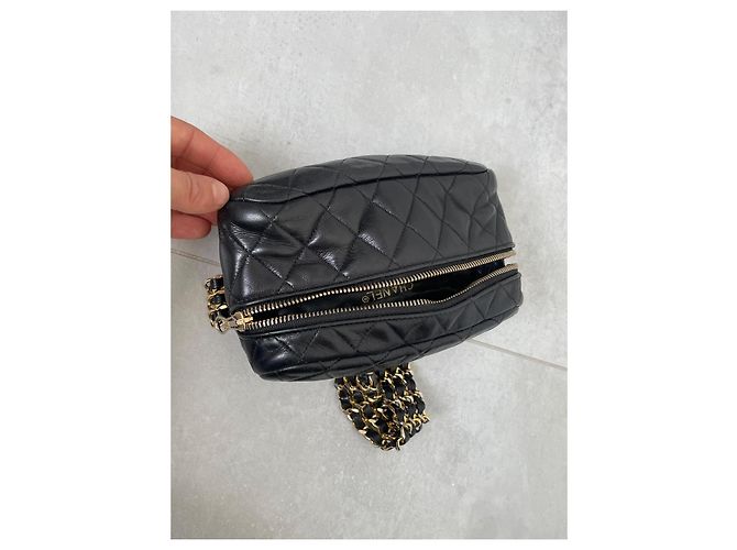 Borsa Banana Chanel in Pelle di Agnello Nera con Hardware Oro Nero Gold hardware - vista 11