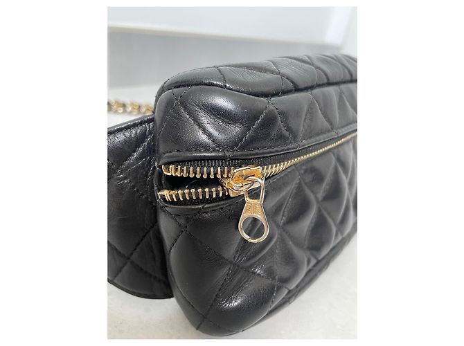 Borsa Banana Chanel in Pelle di Agnello Nera con Hardware Oro Nero Gold hardware - vista 4