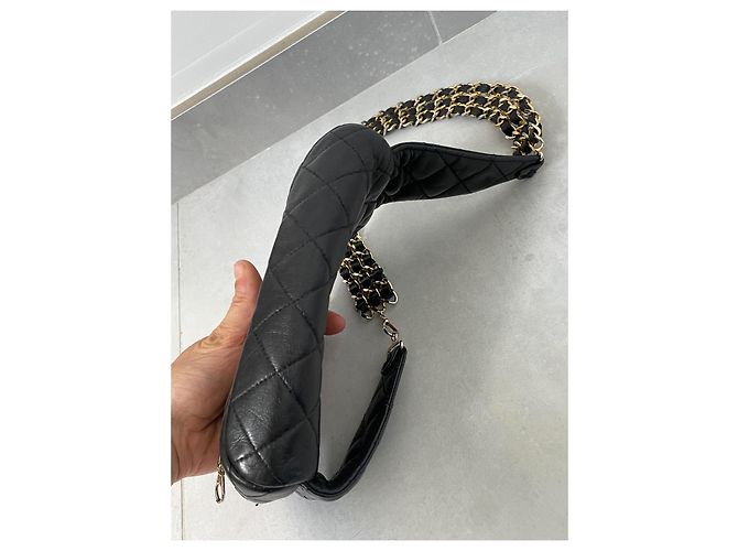 Borsa Banana Chanel in Pelle di Agnello Nera con Hardware Oro Nero Gold hardware - vista 7