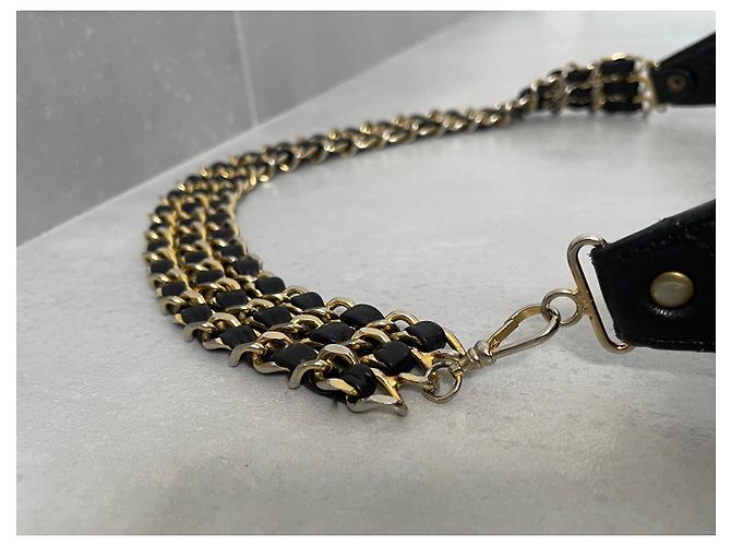 Borsa Banana Chanel in Pelle di Agnello Nera con Hardware Oro Nero Gold hardware - vista 8