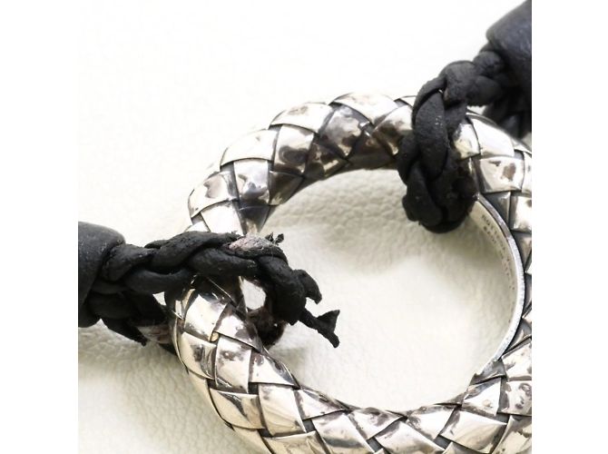Collana in pelle argentata Intrecciato Circle di Bottega Veneta - vista 8