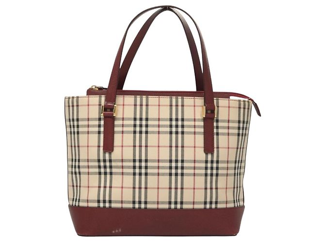 Borsa a mano in tela beige a quadri Nova Burberry oro Auth BA2673 D'oro - vista 13