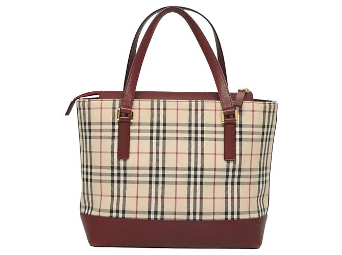Borsa a mano in tela beige a quadri Nova Burberry oro Auth BA2673 D'oro - vista 2