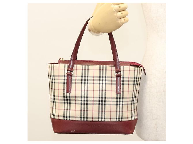 Borsa a mano in tela beige a quadri Nova Burberry oro Auth BA2673 D'oro - vista 22