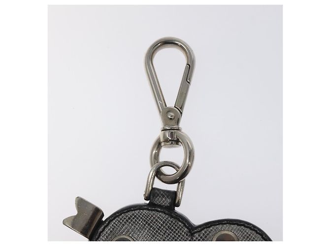 Saffiano PRADA Charm in pelle Safiano Argento Auth ac3850 - vista 2