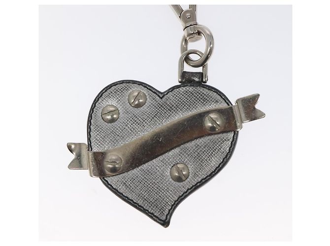 Saffiano PRADA Charm in pelle Safiano Argento Auth ac3850 - vista 5