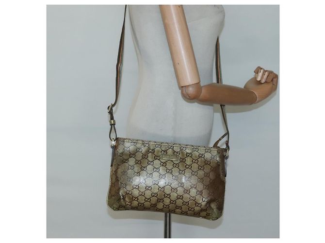 Borsa a spalla GG Crystal GUCCI Marrone Oro 189749 Auth 125954 D'oro - vista 21