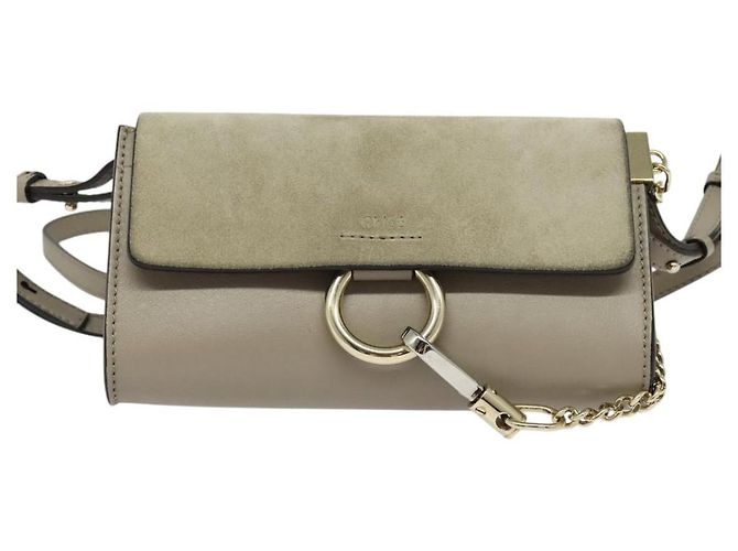 Chloé Borsa a Spalla Chloe Fay in Pelle Scamosciata Beige Oro Auth BA2586 D'oro - vista 2