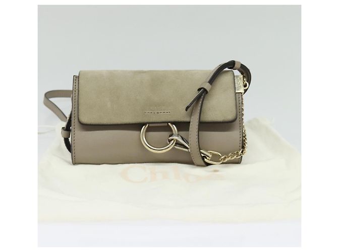 Chloé Borsa a Spalla Chloe Fay in Pelle Scamosciata Beige Oro Auth BA2586 D'oro - vista 24