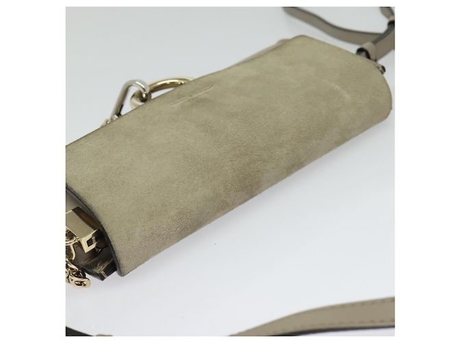 Chloé Borsa a Spalla Chloe Fay in Pelle Scamosciata Beige Oro Auth BA2586 D'oro - vista 6