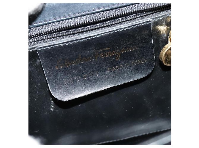 Borsa a mano Salvatore Ferragamo in pelle 2 vie blu navy oro Auth 125933 - vista 16