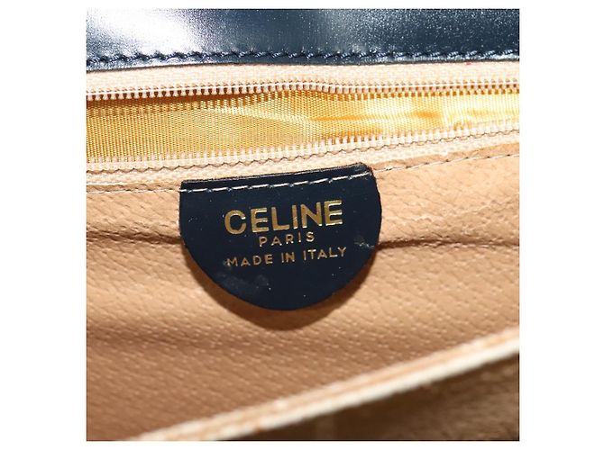 Céline Borsa a Spalla CELINE Circle in Pelle Blu Navy Oro Auth 126033 D'oro - vista 18