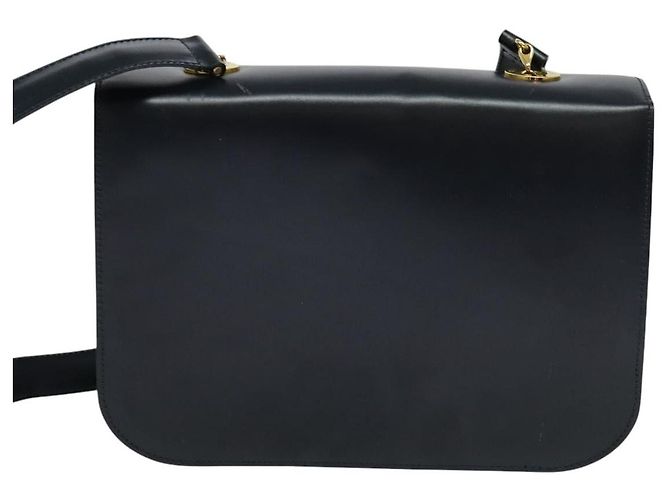 Céline Borsa a Spalla CELINE Circle in Pelle Blu Navy Oro Auth 126033 D'oro - vista 2