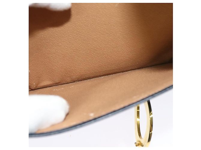 Céline Borsa a Spalla CELINE Circle in Pelle Blu Navy Oro Auth 126033 D'oro - vista 21