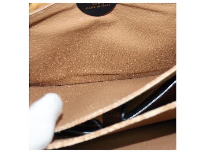 Céline Borsa a Spalla CELINE Circle in Pelle Blu Navy Oro Auth 126033 D'oro - vista 22