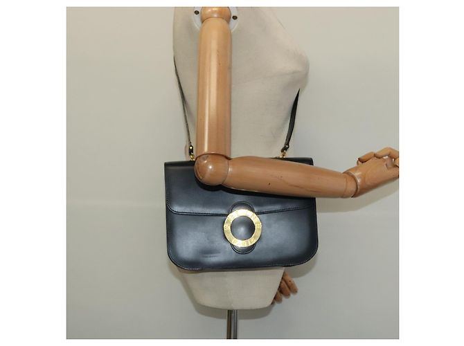 Céline Borsa a Spalla CELINE Circle in Pelle Blu Navy Oro Auth 126033 D'oro - vista 24