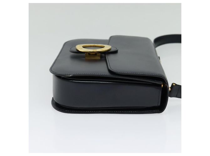 Céline Borsa a Spalla CELINE Circle in Pelle Blu Navy Oro Auth 126033 D'oro - vista 4