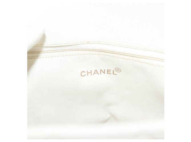 CHANEL Borsa a Mano Matelassé con Catena in Pelle di Caviale Oro Bianco CC Auth bs26565 D'oro - vista 10