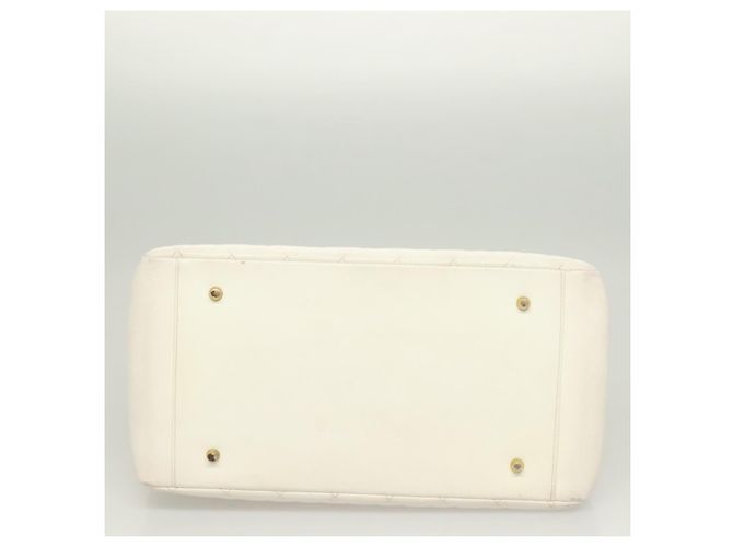CHANEL Borsa a Mano Matelassé con Catena in Pelle di Caviale Oro Bianco CC Auth bs26565 D'oro - vista 5