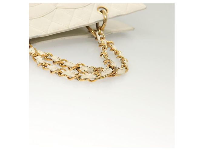 CHANEL Borsa a Mano Matelassé con Catena in Pelle di Caviale Oro Bianco CC Auth bs26565 D'oro - vista 7