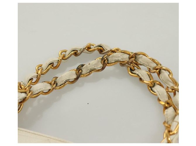 CHANEL Borsa a Mano Matelassé con Catena in Pelle di Caviale Oro Bianco CC Auth bs26565 D'oro - vista 8