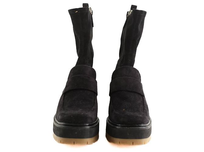 Hermès Schwarze Wildlederstiefel - Ansicht 5