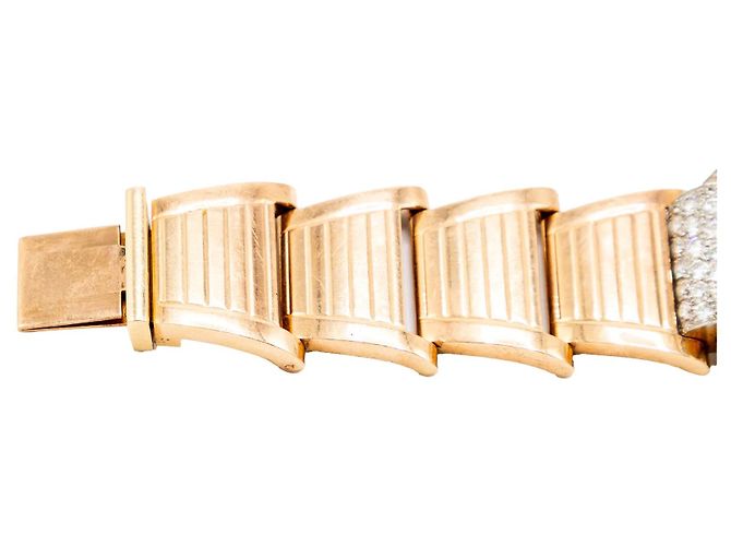 Autre Marque Bracciale retrò in oro 18k con acquamarina e diamanti - anni '40 Multicolore - vista 9