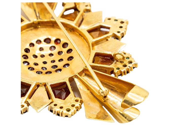 Autre Marque Spilla retrò in oro con accenti di granato ed smeraldo degli anni '60 D'oro - vista 10