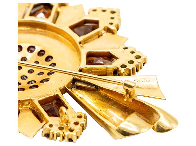 Autre Marque Spilla retrò in oro con accenti di granato ed smeraldo degli anni '60 D'oro - vista 11