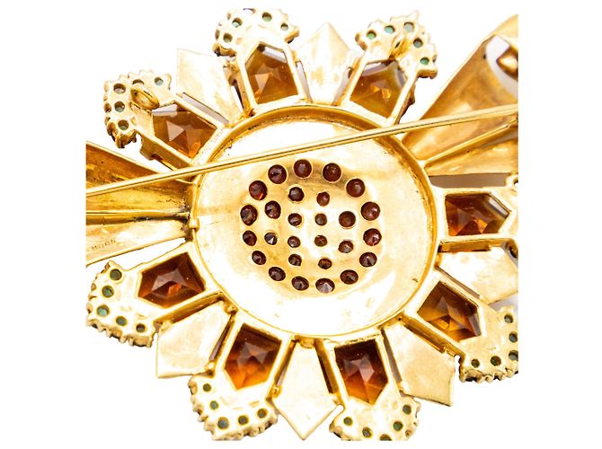 Autre Marque Spilla retrò in oro con accenti di granato ed smeraldo degli anni '60 D'oro - vista 12