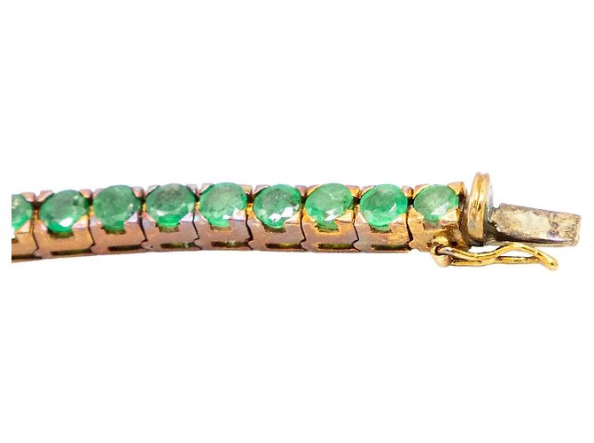 Autre Marque Bracciale Tennis Graduato in Smeraldi e Oro 18K Vintage Verde - vista 10