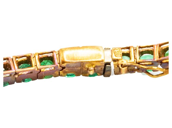 Autre Marque Bracciale Tennis Graduato in Smeraldi e Oro 18K Vintage Verde - vista 8
