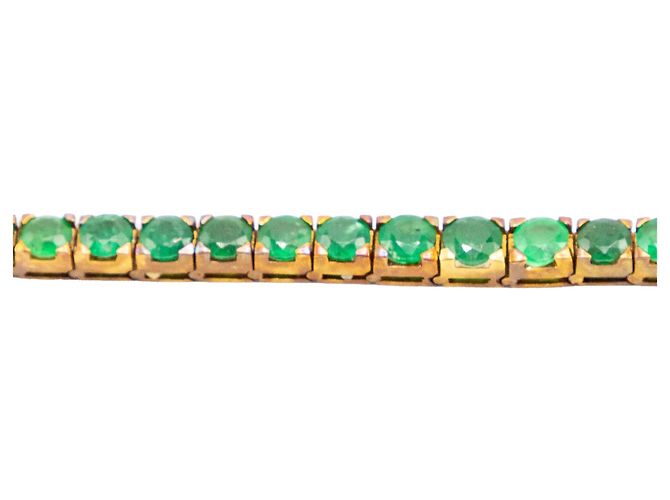 Autre Marque Bracciale Tennis Graduato in Smeraldi e Oro 18K Vintage Verde - vista 9
