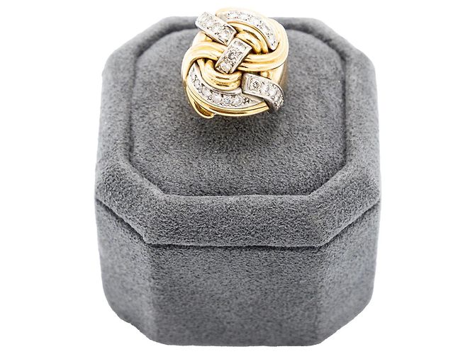 Autre Marque Anello a nodo in oro giallo 18K e diamanti - anni '40 D'oro - vista 2