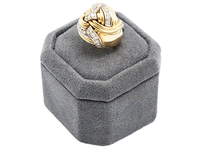 Autre Marque Anello a nodo in oro giallo 18K e diamanti - anni '40 D'oro - vista 3
