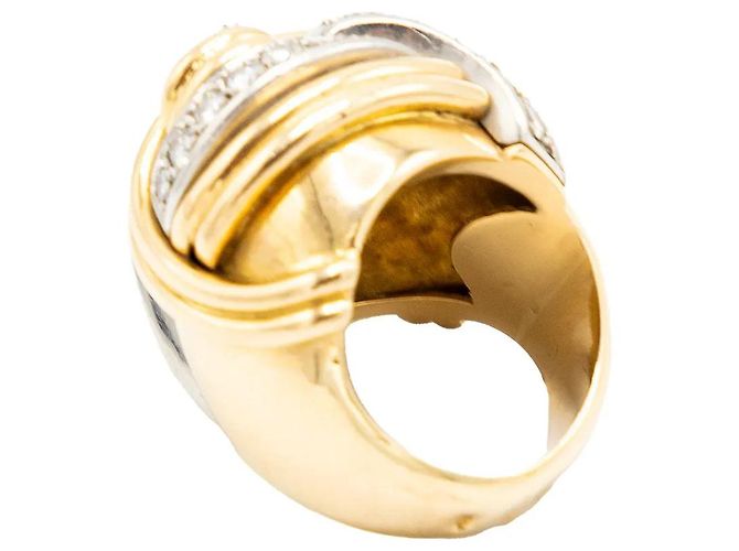 Autre Marque Anello a nodo in oro giallo 18K e diamanti - anni '40 D'oro - vista 7