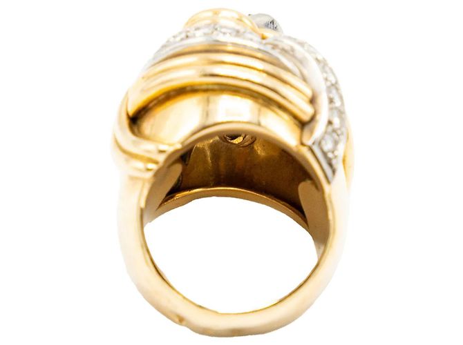 Autre Marque Anello a nodo in oro giallo 18K e diamanti - anni '40 D'oro - vista 8