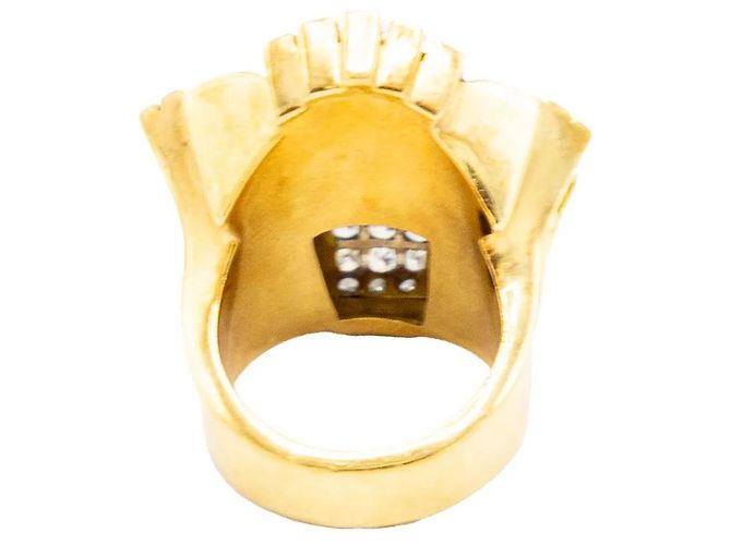 Autre Marque Anello cocktail retrò in oro 18K con diamanti e rubini Multicolore - vista 7