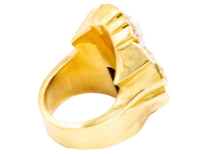 Autre Marque Anello cocktail retrò in oro 18K con diamanti e rubini Multicolore - vista 8