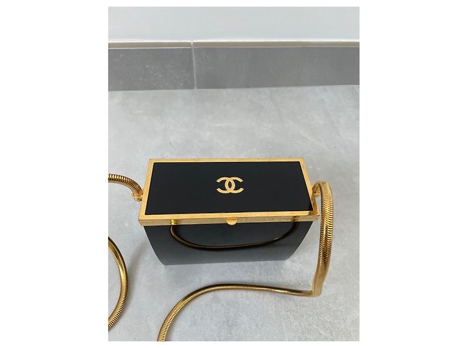 Chanel Minaudiere Snake Chain Vanity Schwarz Kunststoff Gold Gold hardware - Ansicht 3