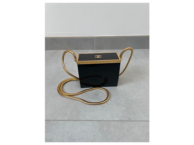 Chanel Minaudiere Snake Chain Vanity Schwarz Kunststoff Gold Gold hardware - Ansicht 4