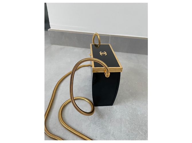 Chanel Minaudiere Snake Chain Vanity Schwarz Kunststoff Gold Gold hardware - Ansicht 5